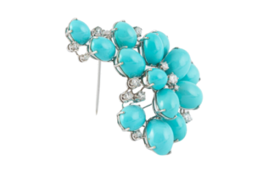 Broche turquoise et diamant