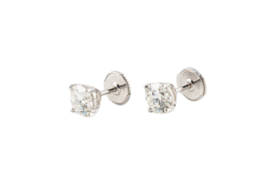 Clous d’oreilles or gris et diamant 0,93 carat