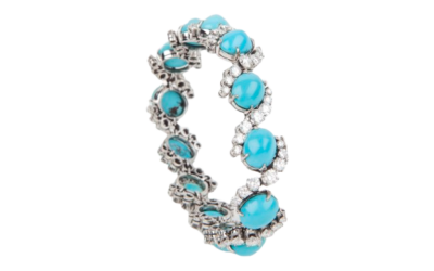 Demi-parure bracelet et clips d’oreilles turquoise