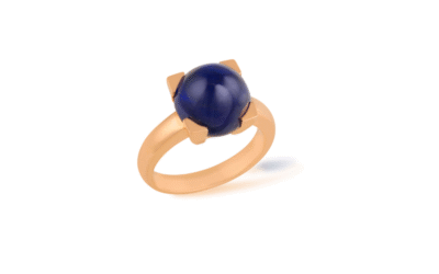 Bague en or rose et saphir cabochon
