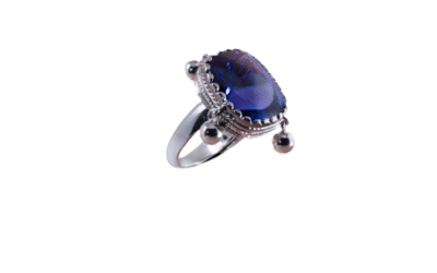Bague en or gris et tanzanite de 26 carats