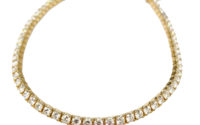 Bracelet tennis ligne en or jaune serti de 60 brillants
