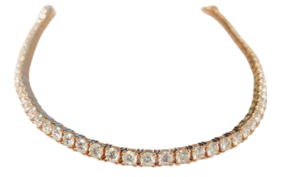 Bracelet tennis ligne en or rose serti de 60 diamants taille brillants