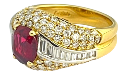 KUTCHINSKY bague or jaune rubis 2,08 carats, brillants 2,11 carats
