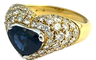 KUTCHINSKY bague or jaune saphir taille cœur de 2,49 carats