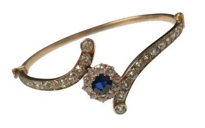 Bracelet en or jaune, saphir et diamants