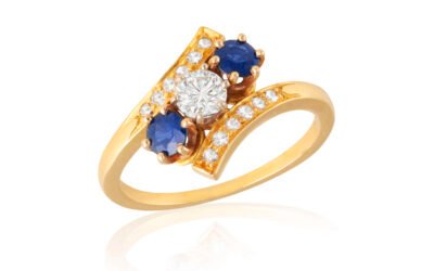 Bague croisée saphirs et brillants