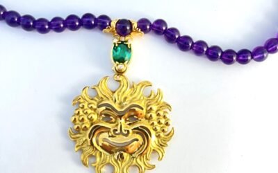 Collier au faune en or jaune et améthystes