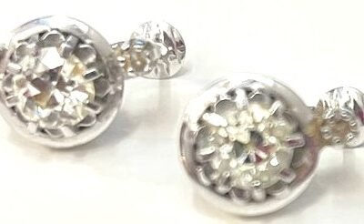 Dormeuses or gris et diamants