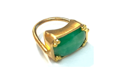 Bague de créateur Jade, bronze et or pur