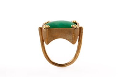 Bague de créateur Jade, bronze et or pur