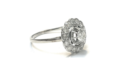 Bague marguerite or gris et diamants