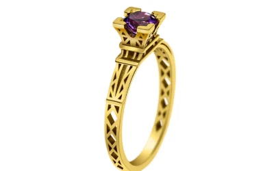 Philippe TOURNAIRE Paris, French Kiss, bague or jaune améthyste