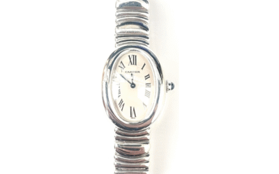 CARTIER modèle Baignoire 1955 mini bracelet montre de dame à quartz en or gris