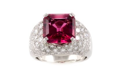 Bague tourmaline rubellite rose de 7,55 carats